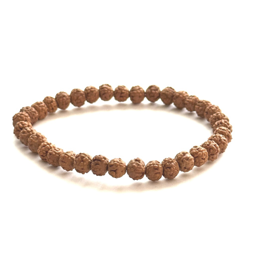 Rudraksha karkötő rugalmas, természetes magból, 6 mm-es golyó / 16 - 17 cm