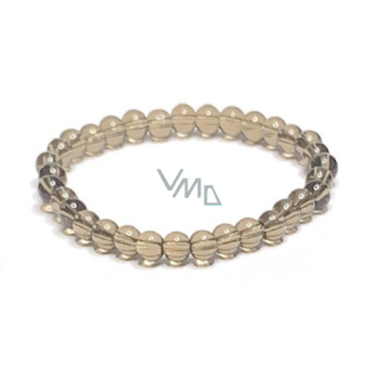 Křemen kouřový náramek elastický přírodní kámen, kulička 6 mm / 16 -17 cm, nejdokonalejší léčitel