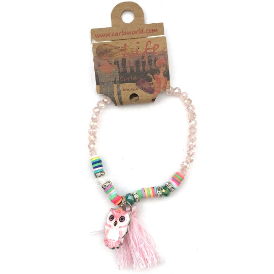 Albi Šperk náramek z korálků Sova symbol moudrosti, Střapec ochrana, energie 1 kus různé barvy