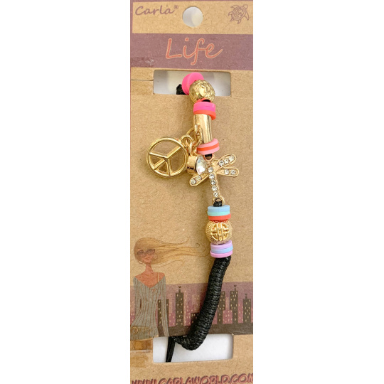 Albi Šperk náramek pletený Vážka černý, Hippies symbol míru 1 kus různé barvy