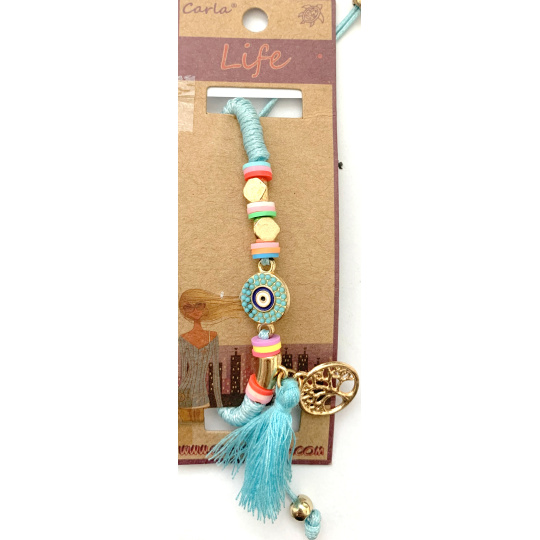 Albi Šperk náramek pletený Modré oko chrání před uhranutím, Střapec ochrana, energie, Hippies symbol míru 1 kus různé barvy