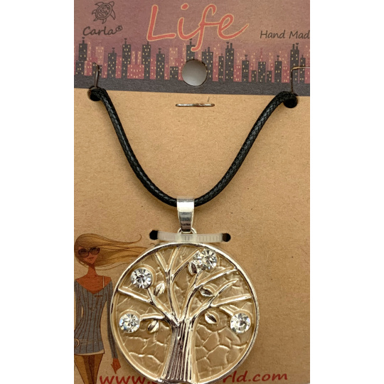 Albi Šperk náhrdelník šňůrka černá Strom symbol vzájemné propojenosti všeho s vesmírem 1 kus