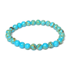 Bransoletka z turkitu, niebieski kamień naturalny, koraliki 6 mm / 16 - 17 cm, kamień młodych ludzi, szukających życiowego celu
