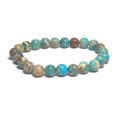 Jaspis / Regalit Imperiální mořský sediment tyrkysový náramek elastický směsný minerál, kulička 8 mm / 16 - 17 cm