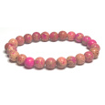 Jaspis / Regalit Imperiální mořský sediment růžový náramek elastický směsný minerál, kulička 8 mm / 16 - 17 cm