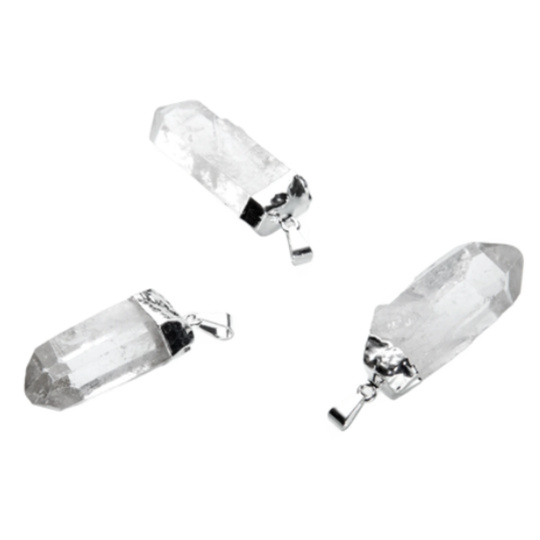 Kristály csúcs fém medál természetes kő 3,5 - 4,5 cm 1 darab, kövek köve