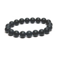 Onyx černý matný náramek elastický přírodní kámen, kulička 10 mm / 16 - 17 cm, kámen životní síly
