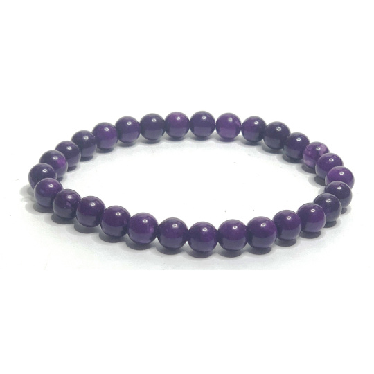 Sugilit bransoletka elastyczna naturalny kamień, kuleczka 6 mm / 16 - 17 cm, kamień miłości