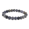 Iolit / Cordierit náramek elastický přírodní kámen, kulička 8 mm / 16 - 17 cm, kámen Vikingů - kompas