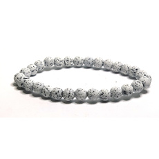 Láva bílá náramek elastický přírodní kámen, kulička 6 mm / 16 - 17 cm, zrozen ze čtyř živlů