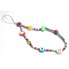 Přívěsek na mobilní telefon proti ztrátě s korálky, ovocem, love, obvod 26,5 cm Přívěsek na mobilní telefon proti ztrátě s korálky, ovocem, love, obvod 26,5 cm