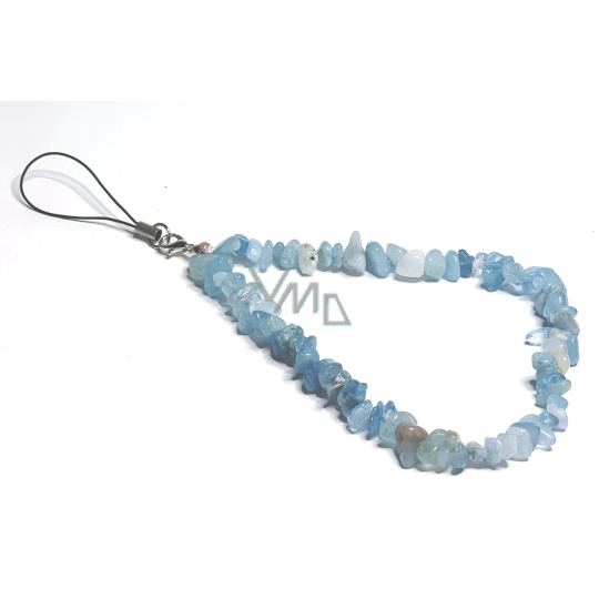 Akvamarin přívěsek na mobilní telefon proti ztrátě, přírodní kámen, obvod 26,5 cm, kámen námořníků, léčivá síla oceánu Akvamarin přívěsek na mobilní telefon proti ztrátě, přírodní kámen, obvod 26,5 cm, kámen námořníků, léčivá síla oceánu