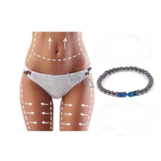 Magnetovec zeštíhlující náramek modrý elastický přírodní kámen, kulička 8 mm / 16 - 17 cm