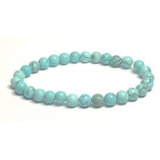 Tyrkenit matný náramek elastický přírodní kámen, kulička 6 mm / 16 - 17 cm, kámen mladých lidí, hledá životní cíl