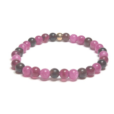 Turmalín Rubelit růžový náramek elastický přírodní kámen, kulička 6 mm / 16 - 17 cm, strážce dobré nálady