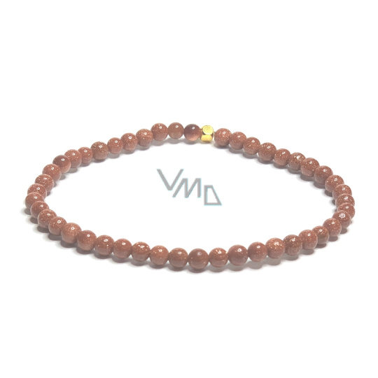 Goldstone zlatý náramek elastický, kulička 4 mm / 16 - 17 cm, kámen ambicí Goldstone zlatý náramek elastický, kulička 4 mm / 16 - 17 cm, kámen ambicí