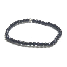 Goldstone modrý Avanturin fazet náramek elastický, kulička 4 mm / 16 - 17 cm, kámen ambicí