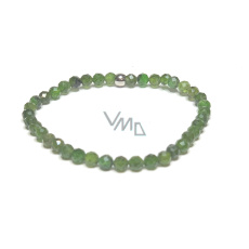 Diopsid fazet náramek elastický přírodní kámen, kulička 4 mm / 16 - 17 cm, kámen dvojí očisty