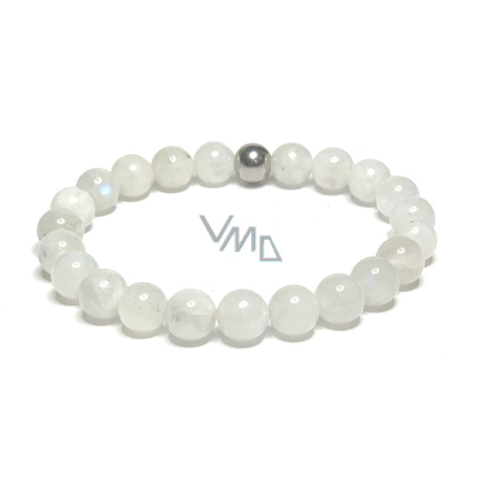Měsíční kámen modrý náramek elastický přírodní kámen, kulička 8 mm / 16 - 17 cm, kámen osudu