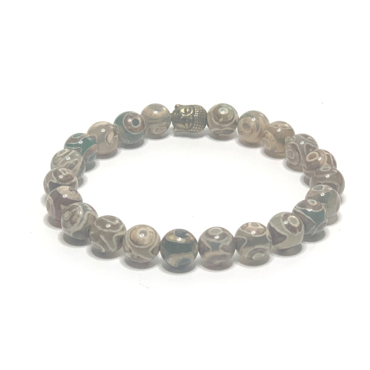 Achát tibetský pruhovaný náramek elastický přírodní kámen, kulička 8 mm / 16 - 17 cm