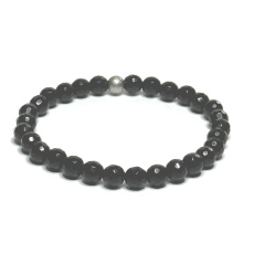 Onyx fazet náramek elastický přírodní kámen, kulička 6 mm / 16 - 17 cm, kámen životní síly