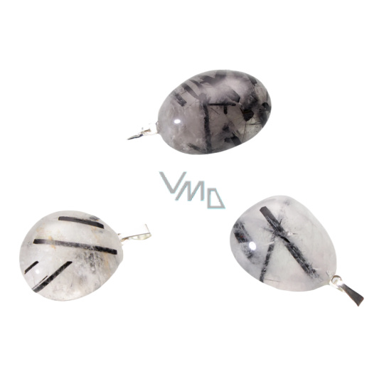 Křišťál s Turmalínem Troml přívěsek přírodní kámen, M cca 3 cm, 1 kus, kámen kamenů Křišťál s Turmalínem Troml přívěsek přírodní kámen, M cca 3 cm, 1 kus, kámen kamenů