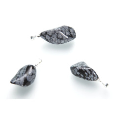 Obsidian vločkový Troml přívěsek přírodní kámen, M cca 3 cm, 1 kus, kámen záchrany