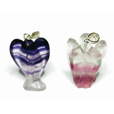 Fluoryt Anioł stróż, rzeźbiony kamień naturalny, ręcznie szlifowany 2,6 cm, kamień ochronny