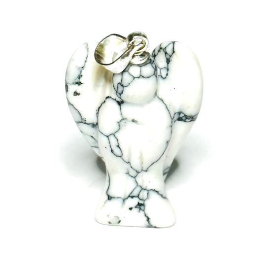 Magnezit / Howlit bílý Anděl strážný přívěsek přírodní kámen ručně broušený 2,5 cm 1 kus, očistný kámen