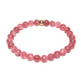 Křemen růžový / jahodový náramek elastický přírodní kámen, kulička 6 mm / 16 - 17 cm, AAA kvalita, nejdokonalejší léčitel