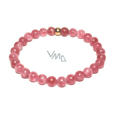 Křemen růžový / jahodový náramek elastický přírodní kámen, kulička 6 mm / 16 - 17 cm, AAA kvalita, nejdokonalejší léčitel