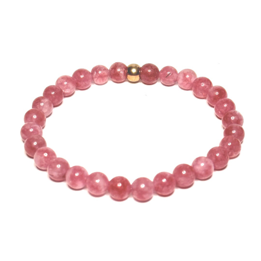 Křemen růžový / jahodový náramek elastický přírodní kámen, kulička 6 mm / 16 - 17 cm, AAA kvalita, nejdokonalejší léčitel