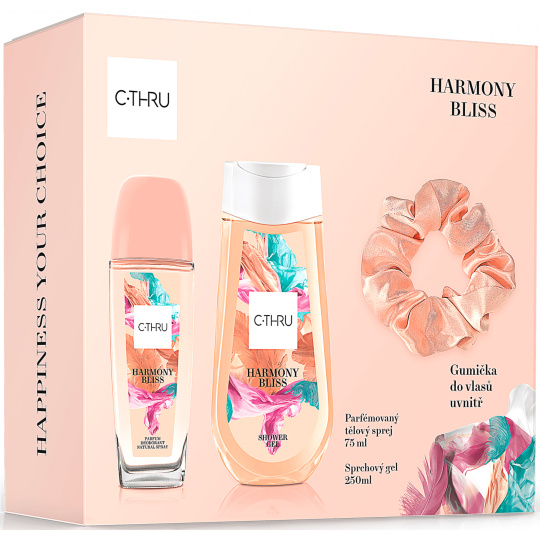 C-Thru Harmony Bliss parfémovaný deodorant sklo 75 ml + sprchový gel 250 ml + gumička do vlasů, dárková sada pro ženy C-Thru Harmony Bliss parfémovaný deodorant sklo 75 ml + sprchový gel 250 ml + gumička do vlasů, dárková sada pro ženy