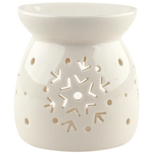 Aromalampa porcelánová bílá s vločkami 9,9 cm