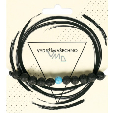 Láva černá, Mužská záležitost náramek z přírodních kamenů - Vydrřím všechno 21 cm, zrozen ze čtyř živlů