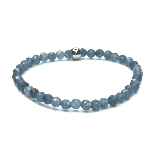 Safír fazet náramek elastický přírodní kámen, kulička 4 mm / 16 - 17 cm, kámen moudrosti, pravdy a intuice