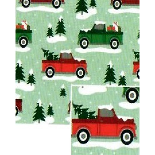 Nekupto Dárkový balicí papír vánoční 70 x 500 cm Zelený autíčka