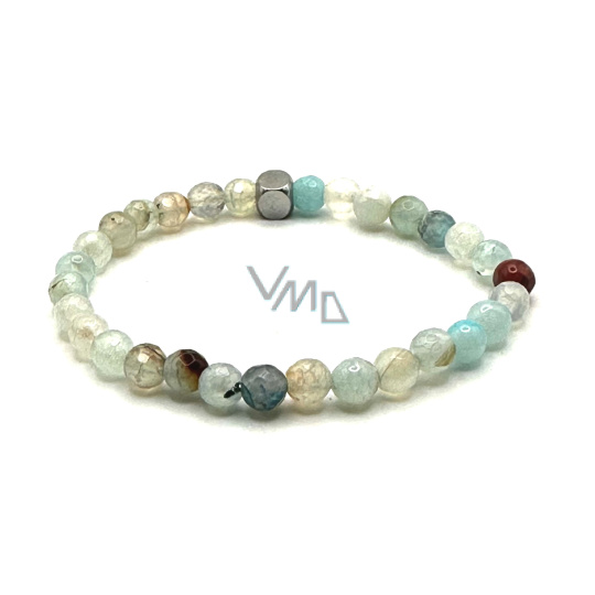 Achát světle modrý fazet náramek elastický přírodní kámen, kulička 6 mm / 16 - 17 cm Achát světle modrý fazet náramek elastický přírodní kámen, kulička 6 mm / 16 - 17 cm