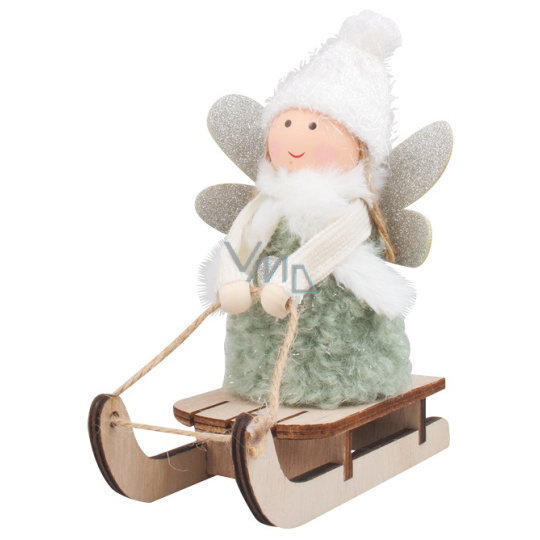 Anioł na saniach w kożuszku na postawieniu 13 cm Anioł na saniach w kożuszku na postawieniu 13 cm