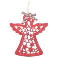 Anděl červený dřevěný na zavěšení 10 x 11,5 cm