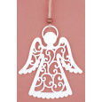 Anděl dřevěný s dekorem na zavěšení Bílý 12 cm 1 kus