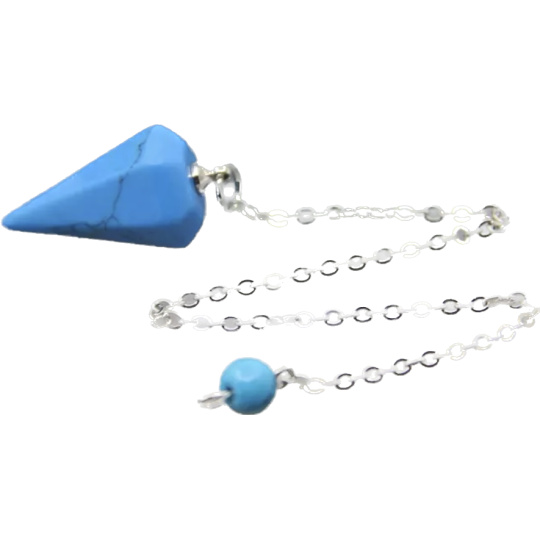 Tyrkenit kyvadlo přírodní kámen 2,5 cm + 18 cm řetízek s korálkou, kámen mladých lidí, hledá životní cíl