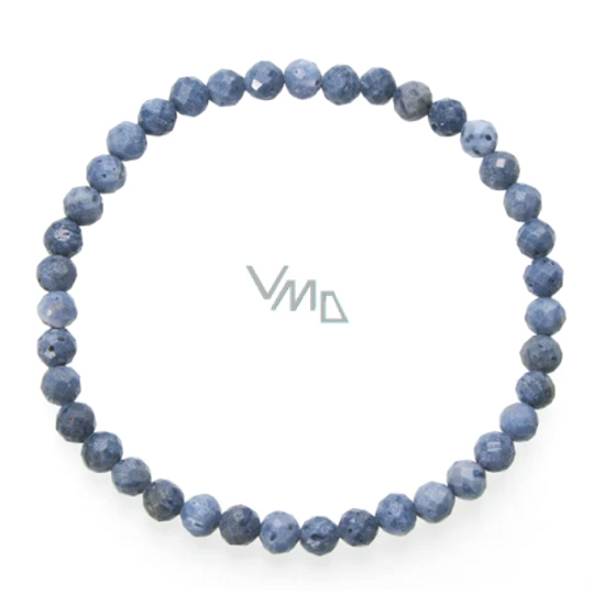 Korál modrý fazet náramek elastický přírodní kámen, kulička 5 mm / 16 - 17 cm