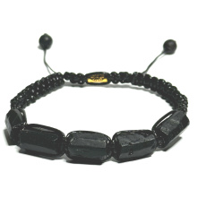 Turmalín Skoryl náramek přírodní kámen vyrobený ze zaoblených kamenů, ručně pletený, nastavitelná velikost, strážce dobré nálady