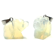 Opalit Medvěd přívěsek, syntetický kámen ručně broušená figurka 1,8 x 2,5 x 8 mm, kámen přání a naděje
