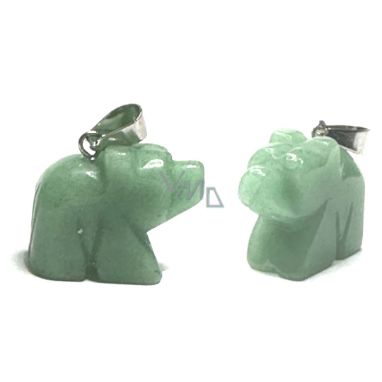 Aventurin Medvěd přívěsek přírodní kámen, ručně broušená figurka 1,8 x 2,5 x 8 mm, kámen lásky, radosti