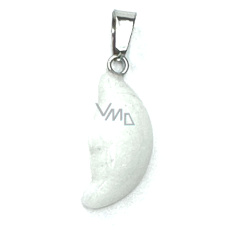 Achát bílý Měsíc přívěsek přírodní kámen, ručně broušená figurka 2,2 x 10 mm, poskytuje klid a mír