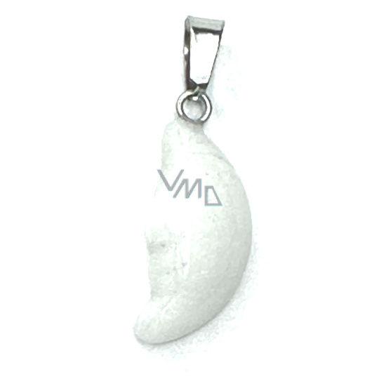 Achát bílý Měsíc přívěsek přírodní kámen, ručně broušená figurka 2,2 x 10 mm, poskytuje klid a mír Achát bílý Měsíc přívěsek přírodní kámen, ručně broušená figurka 2,2 x 10 mm, poskytuje klid a mír