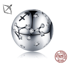 Charm Sterlingové stříbro 925 znamení zvěrokruhu Střelec + zirkony, korálek na náramek 9 mm