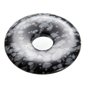 Obsidián vločkový Donut přírodní kámen 30 mm, kámen záchrany